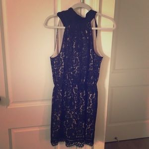 Joie black lace halter dress